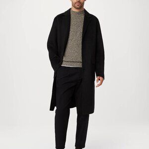 Frank And Oak The Michel Recycled Wool Topcoat in Black Size MM